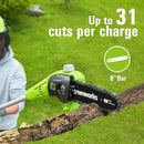 Greenworks 24V 8" Cordless Polesaw + 20" Pole 2.0Ah Battery/Charger Included - Like New