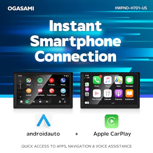 OGASAMI WIRELESS APPLE CARPLAY ANDROID AUTO PORTABLE CAR STEREO 7” - BLACK - Like New