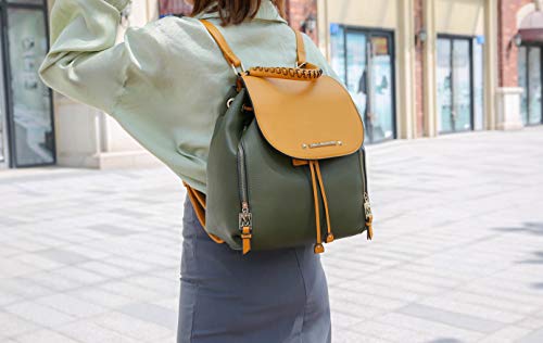 MKF COLLECTION BACKPACK VEGAN LEATHER FASHION TRAVEL BAG - NAVY BLUE-RED - Like New