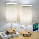 BRIGHTEVER BEDSIDE TABLE LAMPS WITH 2 USB CHARGING - CREAM - Like New