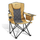 ARROWHEAD OUTDOOR Portable Folding Camping Quad Chair w/ 6-Can Cooler - Tan - Like New