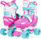 CHICAGO SKATES ADJUSTABLE QUAD ROLLER SKATE - SIZE: YOUTH 1-4 - PINK/WHITE/TEAL - Like New