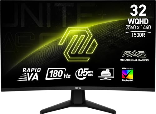 MSI MAG 32CQ6F 31.5" IPS 2560 X 1440 QHD Monitor 180Hz 0.5MS - BLACK - Like New
