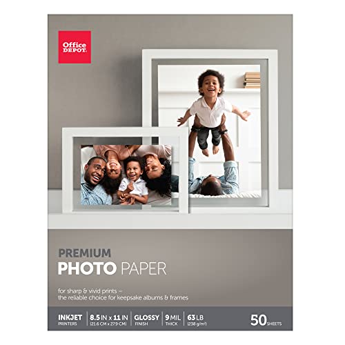 Office Depot Premium Photo Paper, Gloss, 8 1/2in. x 11in., Pack Of 50 Sheets - Brand New