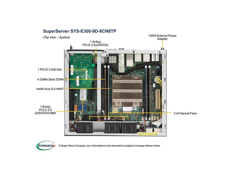 SUPERMICRO Compact Server System Intel Xeon D-2146NT, 8-Core, 16 Threads 64GB,