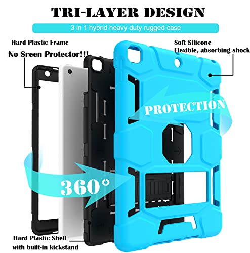 CCMAO CASE FOR IPAD 9TH GENERATION, 2021/2020/2019 WITH KICKSTAND - BLUE/BLACK - Brand New