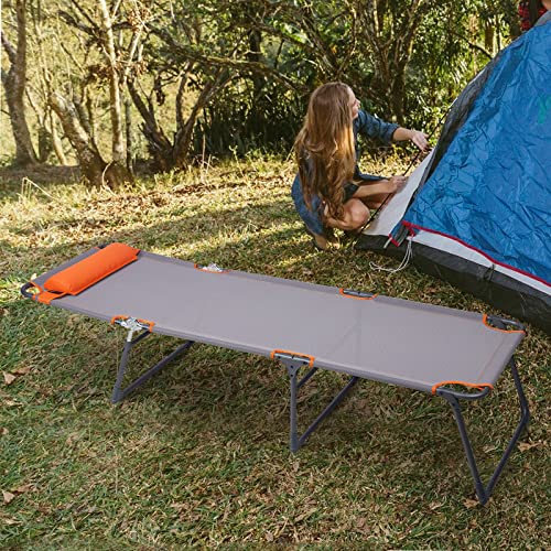 PORTAL Adjustable Portable Camping Cot 4 Positions PR-BD530-117 - Gray/Orange - Like New