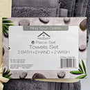 NOBLE HOUSE 6 PIECE TOWELS SET GRAY RING SPUN COTTON - GRAY - Like New