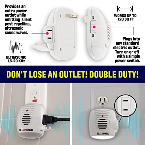 BELL AND HOWELL ULTRASONIC PEST REPELLERS WITH EXTRA OUTLET 3 PACK WHITE - Brand New