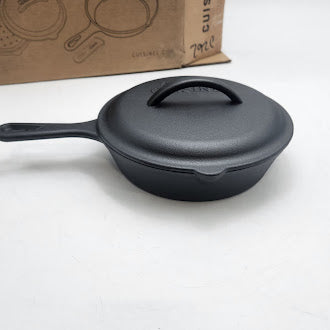 CUISINEL 8" CAST IRON SKILLET & CAST IRON BRAISER LID - BLACK - Like New