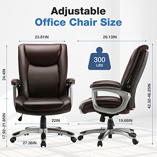 MCQ HOME OFFICE ERGONOMIC MANAGERIAL PU LEATHER DESK HIGH BACK COMPUTER BROWN - Like New