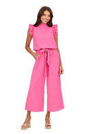 81450014PK MUD PIE Women's Arlette Jumpsuit, Pink, SIZE L - Brand New
