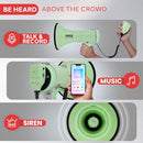 PYLE 50W MEGAPHONE BULLHORN PORTABLE AUTOMATIC SIREN & ADJUSTABLE VOLUME GREEN - Like New