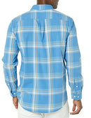 AMAZON ESSENTIALS LONG-SLEEVE SLIM-FIT STRETCH MEN'S SHIRT M LIGHT BLUE PLAID - Brand New