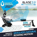 BLUEFIN FITNESS ROWER MACHINE BLADE HOME GYM FOLDABLE MAGNETIC - BLACK & GREY - Like New