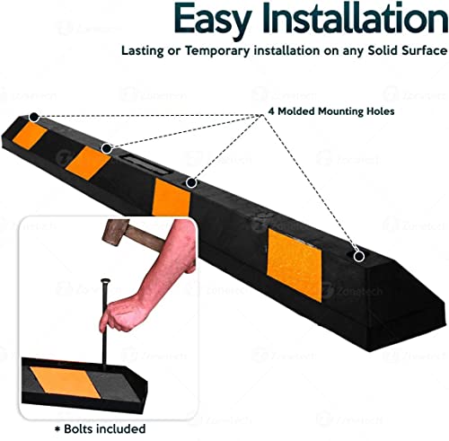 Zone Tech Large Heavy Duty Rubber Parking Curb 72”Premium Quality Auto Garage - Like New
