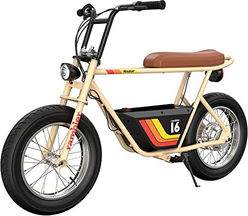 Razor Rambler 16 - 36V Electric Minibike with Retro Style, Up to 15.5 MPH, Tan - Like New