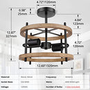 2-Light Semi Flush Mount Ceiling Light Fixture Rustic Washed Wood - Black - Brand New