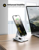LAMICALL ALUMINUM METAL ADJUSTABLE CELL PHONE STAND DESK - SILVER - Like New