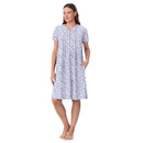 ARIA WOMEN’S SHORT SLEEVE SPLIT NECK HENLEY NIGHTGOWN SIZE: 3X BRIGHT WHITE LEAF - Brand New