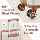 imiomo Carry on Luggage 18 Inch Suitcases with Wheels, Expandable - Beige Brown - Brand New