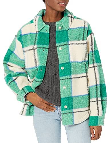 SJB10043 Bandier Sincerely Jules X Aspen Sherpa Jacket Medium Green Plaid - Brand New