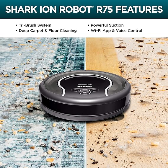 Shark ION Robot Vacuum R75 with Wi-Fi (RV750) - Black - Like New