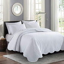 MOONLIGHT20015 White Quilt Set Queen Size (90" x 96") - 3 Pcs (White) - Like New