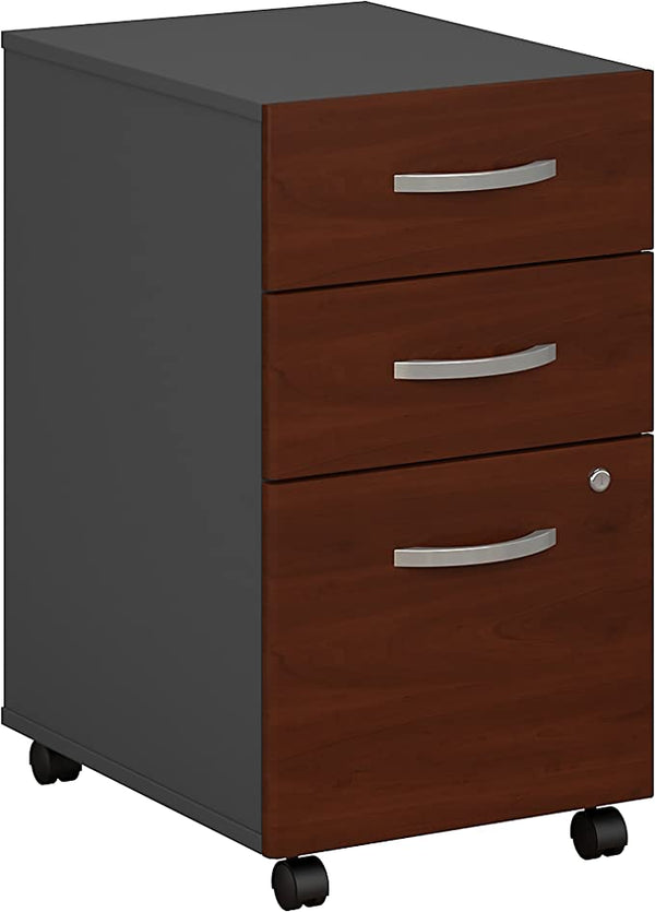 Bush Business Components 3-Drawer Mobile File WC24453 - Cherry/Graphite Gray Like New