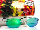 MAUI JIM AKI AKI MATTE SILVER FRAME POLARIZED GREEN MIRROR LENSES SUNGLASS - Like New
