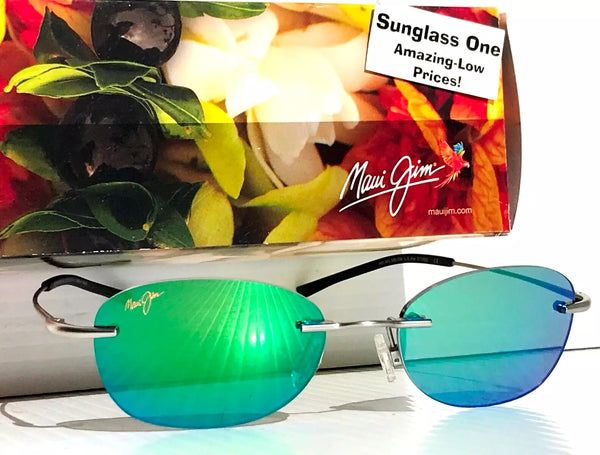 MAUI JIM AKI AKI MATTE SILVER FRAME POLARIZED GREEN MIRROR - Scratch & Dent