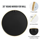 Sollertia Gold Round Wall Mirror 20 Inch Circle Mirrors for Wall B09MD19847 - Brand New