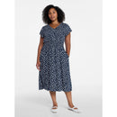 TIME AND TRU WOMEN’S SMOCKED WAIST MIDI DRESS,FLUTTER SLEEVES - 1X - DARK NAVY - Like New