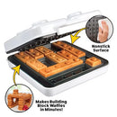 WAFFLE WOW! BUILDING BRICK ELECTRIC WAFFLE MAKER, COOK FUN, BUILDABLE- WHITE - Like New