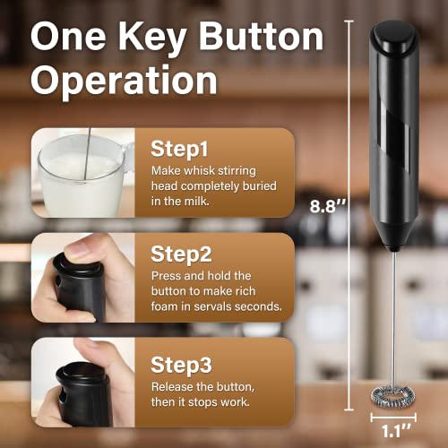 YSSOA ELECTRIC MILK FROTHER BATTERY AUTOMATIC FOAM WHISK MIXER - BLACK - Like New