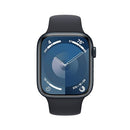 For Parts: APPLE WATCH 9 GPS LTE 45MM MIDNIGHT ALUM CASE BLACK SPORT BAND - CRACKED SCREEN