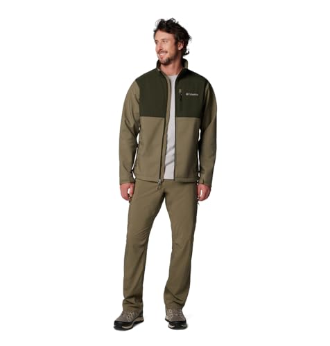 COLUMBIA MEN ASCENDER SOFTSHELL JACKET GREEN STONE/GREENSCAPE SIZE SMALL - Brand New