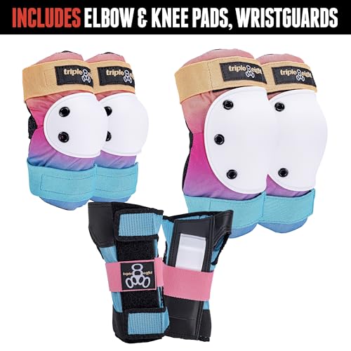 EIGHT BALL TRIPLE EIGHT SAVER SERIES 3-PACK PAD SET - YOUTH XS - RAINBOW - Like New