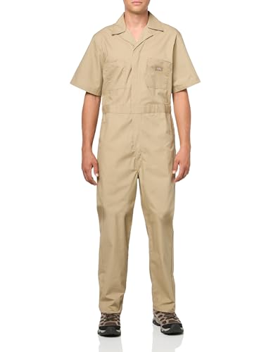 DICKIES MENS SHORT SLEEVE COVERALLS - SIZE: MEN S - KHAKI - Like New