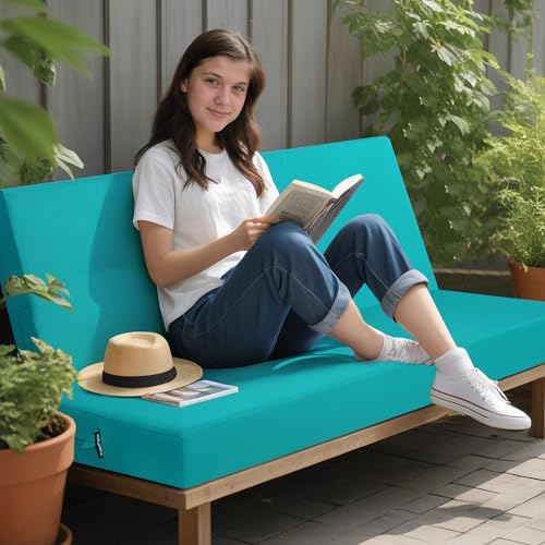 ideehomedecor Outdoor Bench Cushion 42" - Peacock Blue - Like New