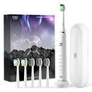 JTF Sonic Electric Toothbrush Travel Case 6 Brush Heads JTF-P200 - White Like New