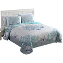 CARIBBEAN JOE COASTAL 3-PIECE QUILT SET, KING, BEACH DELIGHT AQUA - Like New