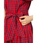 B0BK4FYCNN Draper James Off-The-Shoulder Tie Waist Dress Angie Plaid Red 2XL - Brand New