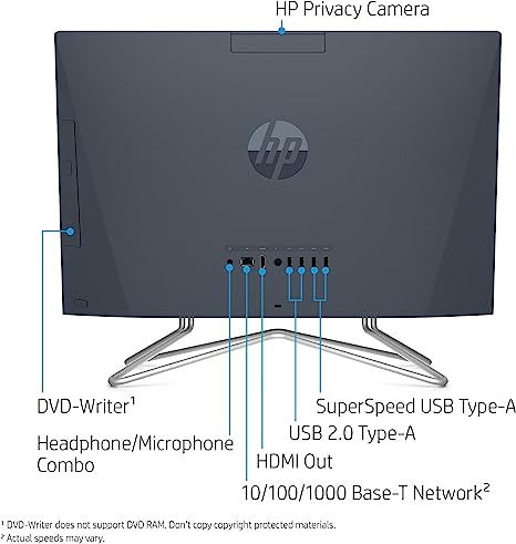 HP All-in-One Desktop 21.5" FHD G5900T 4GB 256GB SSD 22-DF0013W - BLACK Like New