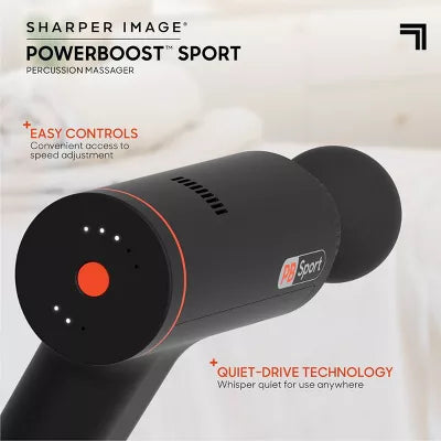 SHARPER IMAGE POWERBOOST SPORT PERCUSSION HANDHELD MASSAGER - BLACK - Like New