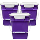 House Naturals 4 Gallon Square Food Grade Bucket Pail (Pack of 3) - Purple - Brand New
