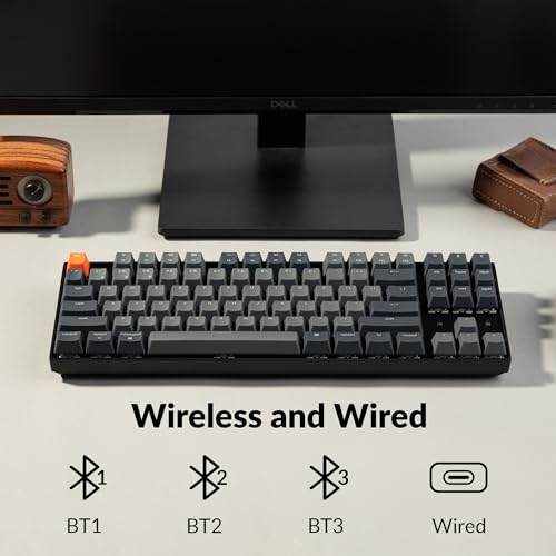KEYCHRON K8 TENKEYLESS MECHANICAL KEYBOARD BACKLIGHT BLUETOOTH RED SWITCH - GRAY - Like New