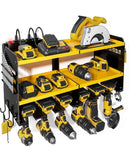SPAMPUR POWER TOOL ORGANIZER CHARGING STATION 6 DRILL HOLDERS - BLACK/YELLOW - Like New