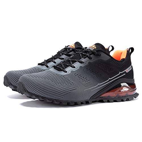Kricely Men's Trail Running Shoes Fashion Walking Hiking Sneakers Grey - Like New