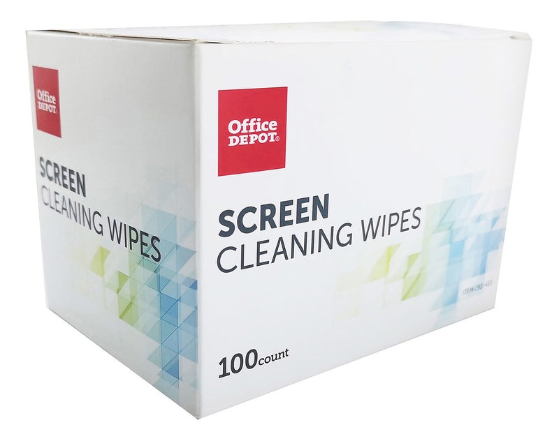 OFFICE DEPOT® BRAND SCREEN INDIVIDUALLY WRAPPED CLEANING WIPES, BOX OF 100 - Brand New
